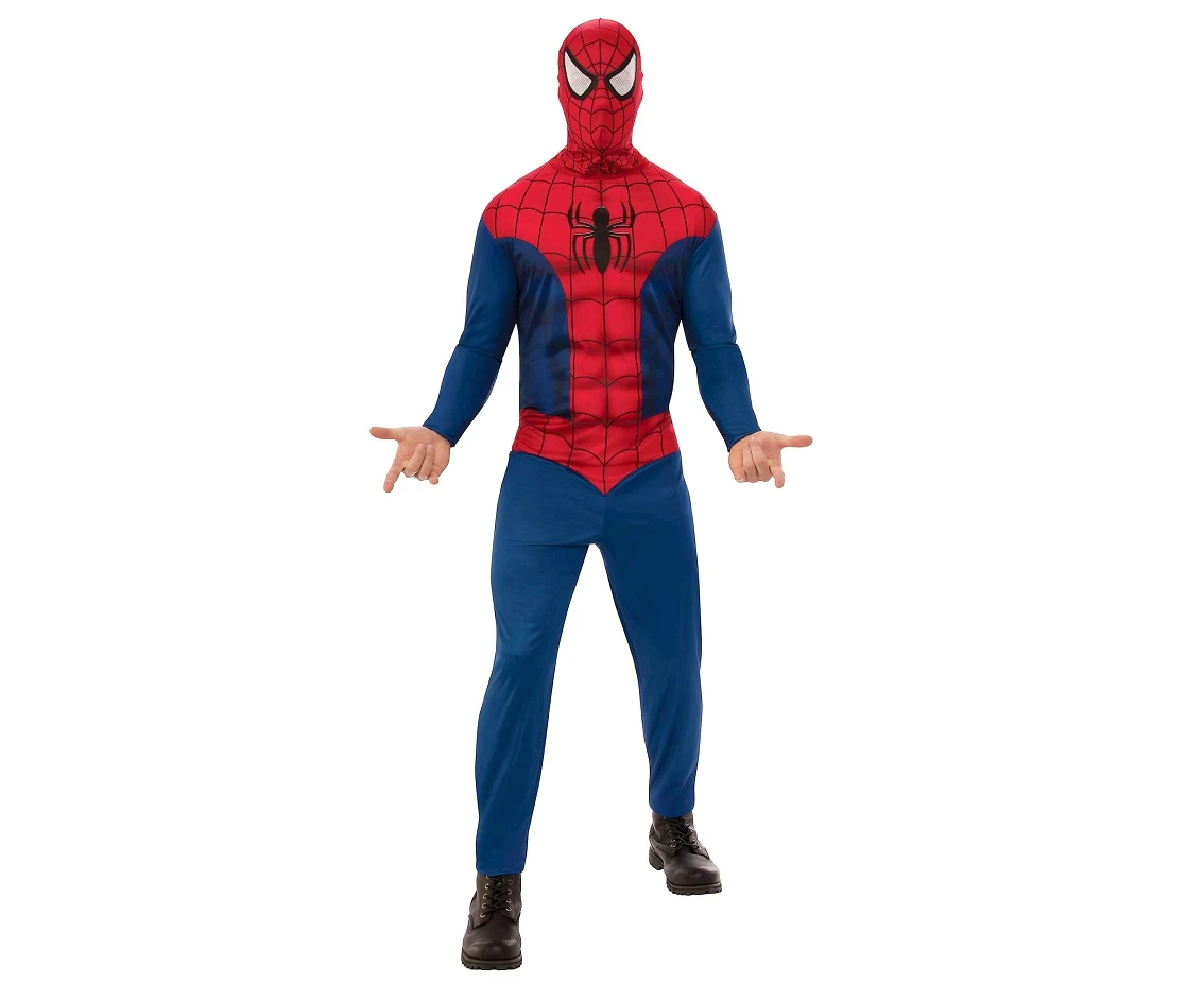 The role-play set  for adult Spider-Man printed jumpsuit with mask, size